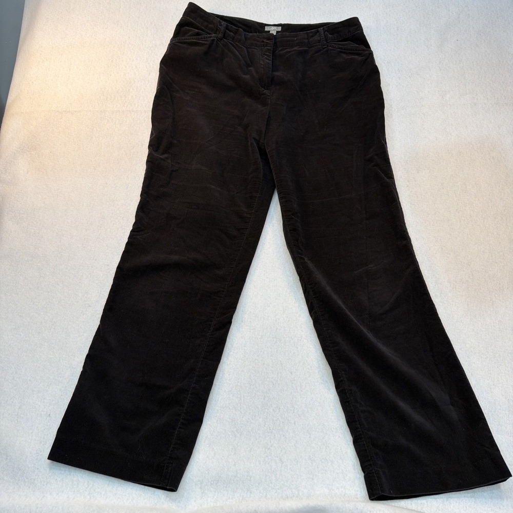 J. Jill Solid Black Velour Straight Leg Pants Size 14